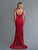 Saboroma - 4140 Beaded Square Sheath Evening Dress In Red
