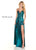 Rachel Allan Homecoming - 4142 Ruched Deep V-neck A-line Gown In Green