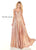 Rachel Allan Homecoming - 4142 Ruched Deep V-neck A-line Gown In Pink