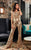 Rachel Allan Homecoming - 4147 Sequined Off-Shoulder Jumpsuit In Gold