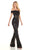 Rachel Allan Homecoming - 4147 Sequined Off-Shoulder Jumpsuit In Black