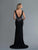 Saboroma - 4147 Lace-Trimmed Plunging Bodice Sheath Gown In Black