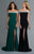 Saboroma - 4149 Off Shoulder Illusion Neckline Mermaid Gown In Green and Black