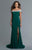 Saboroma - 4149 Off Shoulder Illusion Neckline Mermaid Gown In Green