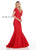 Rachel Allan Homecoming - 4150 Deep V-neck Jersey Mermaid Dress In Red