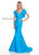 Rachel Allan Homecoming - 4150 Deep V-neck Jersey Mermaid Dress In Blue