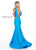 Rachel Allan Homecoming - 4150 Deep V-neck Jersey Mermaid Dress In Blue
