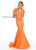 Rachel Allan Homecoming - 4150 Deep V-neck Jersey Mermaid Dress In Orange