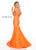 Rachel Allan Homecoming - 4150 Deep V-neck Jersey Mermaid Dress In Orange