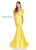 Rachel Allan Homecoming - 4150 Deep V-neck Jersey Mermaid Dress In Yellow