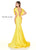 Rachel Allan Homecoming - 4150 Deep V-neck Jersey Mermaid Dress In Yellow