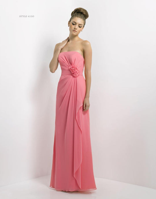 Alexia Designs - 4150 Bella Chiffon Strapless Ruffle Sheath Dress In Pink