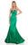 Rachel Allan Homecoming - 4151 Embellished Plunging V-neck Satin Dress In Green