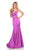 Rachel Allan Homecoming - 4151 Embellished Plunging V-neck Satin Dress In Purple