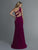 Saboroma - 4154 Embellished Asymmetric Trumpet Dress In Purple