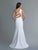 Saboroma - 4154 Embellished Asymmetric Trumpet Dress In White
