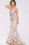 Sheer Neckline Long Ruffled Dress 41592