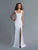 Saboroma - 4160 Applique Square Neck Trumpet Dress In White