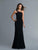 Saboroma - 4172 Sleeveless Asymmetric Trumpet Dress In Black and Neutral