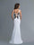 Saboroma - 4160 Applique Square Neck Trumpet Dress In White
