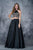 Nina Canacci - 4166 Two-Piece Floral Applique Evening Gown In Black and Multi-Color