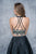 Nina Canacci - 4166 Two-Piece Floral Applique Evening Gown In Black and Multi-Color