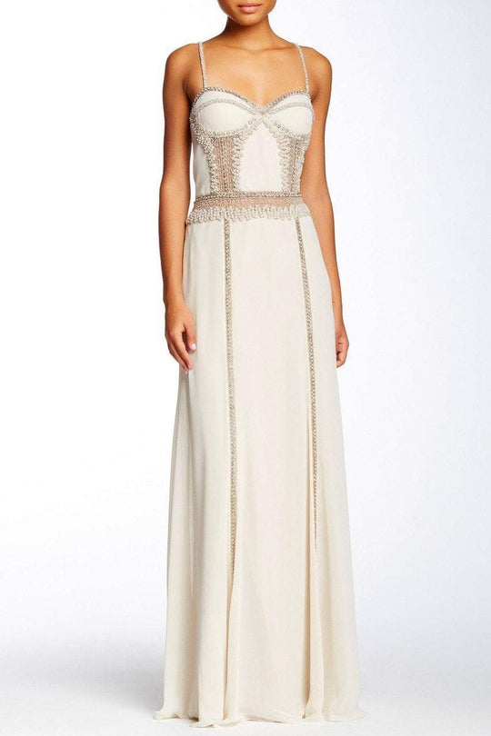 Mignon - VM1015NM Pearl Ornate Sweetheart Gown in White and Neutral