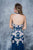 Nina Canacci - 4167 Floral Applique Halter Evening Gown In Blue