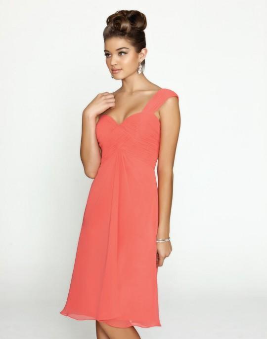 Alexia Designs - 4170 Pleated Sweetheart Chiffon A-line Dress In Orange