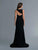 Saboroma - 4172 Sleeveless Asymmetric Trumpet Dress In Black and Neutral
