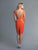 Saboroma - 4174 Applique Plunging Scalloped V-neck Fitted Dress In Orange