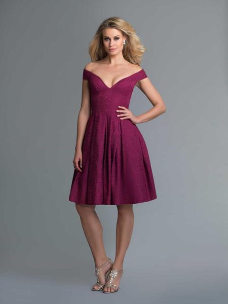 Saboroma - 4176 Plunging Off-Shoulder Pleated A-line Dress In Purple