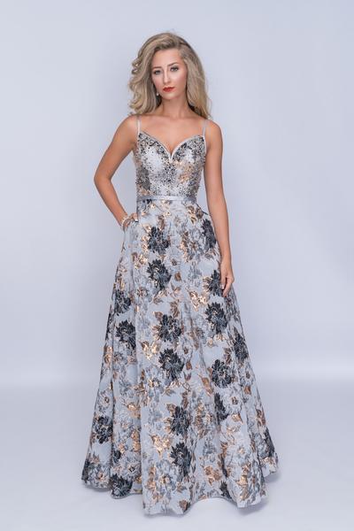 Nina Canacci - 4178 Embellished V-neck A-line Dress