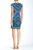 London Times - T1497P Cap Sleeve Multi-Print Dress in Blue and Green