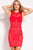 Jovani - Patterned Jewel Neck Sheath Dress 41795 In Red