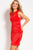 Jovani - Patterned Jewel Neck Sheath Dress 41795 In Red