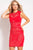 Jovani - Patterned Jewel Neck Sheath Dress 41795 In Red