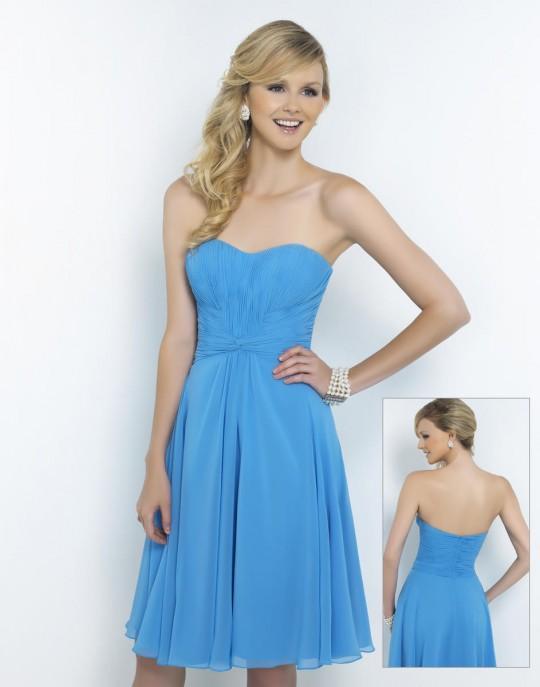 Alexia Designs - 4180 Pleated Sweetheart Chiffon A-line Dress In Blue