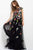Jovani - Floral Embroidered A-line Dress 41832 in Black/Multi