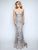 Nina Canacci - 4184 Scallop-Embroidered Lace Overlaid Gown In Gray