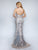 Nina Canacci - 4184 Scallop-Embroidered Lace Overlaid Gown In Gray 