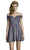 Alyce Paris - 4184 Off Shoulder Glitter A-Line Cocktail Dress In Blue