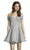 Alyce Paris - 4184 Off Shoulder Glitter A-Line Cocktail Dress In Silver