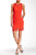 Muse - M3281M Sleeveless Crochet Sheath Dress in Red