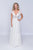 Saboroma - 4187 Embroidered Deep V-neck A-line Dress In White