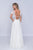 Saboroma - 4187 Embroidered Deep V-neck A-line Dress In White