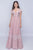 Saboroma - 4187 Embroidered Deep V-neck A-line Dress In Pink