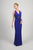 Daymor Couture - Sleeveless V Neck Empire Gown with Bolero 418 in Blue