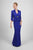 Daymor Couture - Sleeveless V Neck Empire Gown with Bolero 418 in Blue