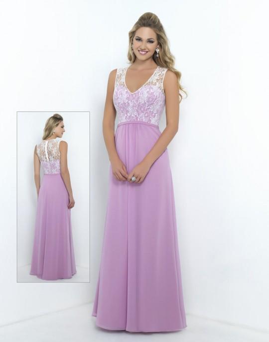 Alexia Designs - 4190 Lace V-neck Chiffon A-line Dress In White and Purple